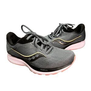 Saucony Sneakers Womens 7.5 W Gray Pink Guide 14 Running PWRRun Athletic Shoes